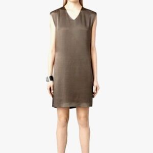 All Saints Velia Italian satin cloth draped sleeveless mini dress women's size 8